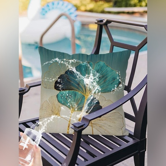 💐🔵Set of 2-Ginkgo Biloba Print Indoor/Outdoor Waterproof Covers Without Filler - Picture 7 of 9